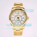 AI Factory Rolex Sky Dweller 42mm Yellow Gold Watch White Working Month and 2nd Time Zone